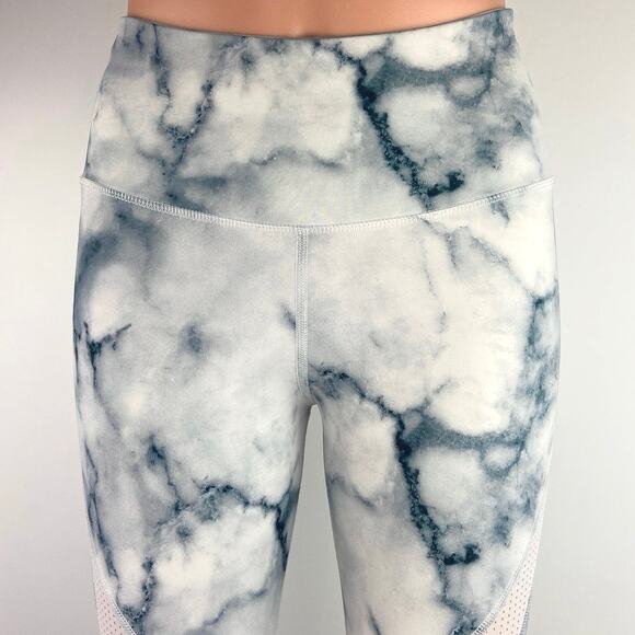 Varley Performance First Windsor White Blue Marble Print Mesh Insert Leggings S - Picture 4 of 5